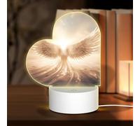 PHAYAH Angel's Wings Pattern Heart Shape Acrylic Night Light Adult Baby Room Light White Light Warm Light Warm White Light