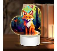 PHAYAH Angry Fox Pattern Night Light Heart Shape Led Ligh Base with USB Cable Adjustable 3 Colors for Adults Child Room Bedroom
