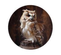 PHAYAH Angry Owl Pattern Round Gaming Mouse Pad Non-Slip Rubber Base Mouse Mat With Stitched Edge 7.9 X 7.9 In For Laptop Computer