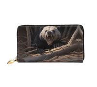 PHAYAH Angry Panda Pattern Women'S Wallet Long Clutch Zip Around Travel Leather Purse Large Capacity Credit Card Holder