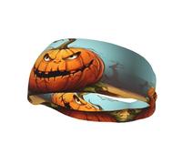 Phayah Angry Pumpkin Images Pattern Headbands Women Men Sweatband Sports Headband For Running, Cycling, Yoga Gym, Working Out