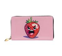 PHAYAH Angry Strawberry Pattern Wallet Women Leather Wallet Credit Card Holder Clutch Long Ladies Billfold