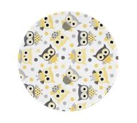 PHAYAH Animal Cartoon Owls Cute Pattern Round Gaming Mouse Pad 7.9x7.9 In With Seamed Edges Foldable Desktop Mouse Pad, Laptop Mouse Pad