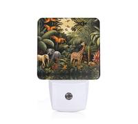 Phayah Animals in The Rainforest Pattern Night Light Lamp with Dusk to Dawn Sensor Led Lamp for Corridors Bedrooms Children's Rooms Stairs