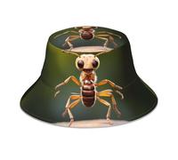 PHAYAH Ants Dancing Printing Bucket Hat Reflective Sun Hat Summer Beach Travel Unisex Uv Protection Casual Fisherman Cap Black