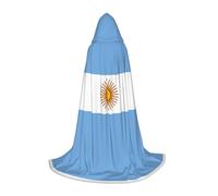PHAYAH Argentine Flag Pattern Adult Hooded Cloak For Masquerade Cosplay Halloween Witch Cloak Christmas Party Robe L