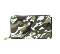 PHAYAH Army Green Camouflage Pattern Wallet Women Leather Wallet Credit Card Holder Clutch Long Ladies Billfold