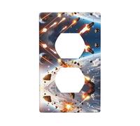 Phayah Asteroid Impact Pattern Duplex Receptacle Outlet Wall Plate Standard Size Polycarbonate Thermoplastic Dual Plug Covers