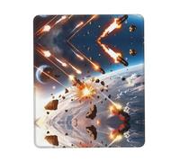 PHAYAH Asteroid Impact Pattern Mouse Pad Waterproof Surface & Non-Slip Rubber Base with Stitched Edges Gaming Mouse Mat for Laptop 7 X 8.6 in