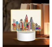 PHAYAH Austin Texas Pattern Acrylic Night Light with USB Port Touch Switch Birthday Thanksgiving Presents for Family Friends