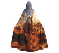 PHAYAH Australian Sheep Long Hooded Cloak Polyester Cape Witch Halloween Costumes For Cosplay Costume Women Men