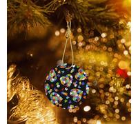 Phayah Autism Awareness Puzzle Pieces Heart Pattern Ceramic Ornament Christmas Holidays Round Shaped Porcelain Christmas Tree Hanging