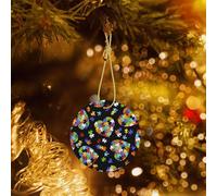 Phayah Autism Awareness Puzzle Pieces Heart Pattern Ceramic Ornament Christmas Holidays Round Shaped Porcelain Christmas Tree Hanging
