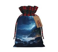 PHAYAH Beach At Night Christmas Drawstring Burlap Gift Bag Candy Bag, Storage Bag Suitable For Christmas, Birthday Party