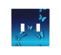Phayah Beautiful Blue Butterfly Pattern Wall Plate Outlet Cover Double Toggle Light Switch Cover Size 4.5x4.5 in for Residential and Commercial Areas