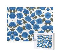 Phayah Beautiful Blue Roses Puzzles 500 Piece for Jigsaw Puzzle Wooden Puzzle for Family Friend Home Decor Wall Art 20.4 X 15 in