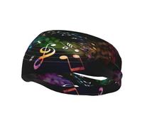 PHAYAH Beautiful colorful notes pattern Sports headband suitable for running yoga basketball elastic moisture band