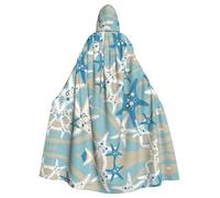 PHAYAH Beautiful Starfish Pattern Adult Hooded Cape Hooded Robe Cape Women'S Men'S Halloween Dress Up Party Cosplay Costumes