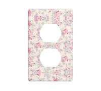 Phayah Beautiful Vintage Pink Flower Pattern Wall Plateoutlet Cover, Decorative Wall Plate Size 4.5x2.76 Inches for Residential and Commercial Areas