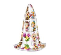 PHAYAH Bee Cartoon Pattern Halloween Witch Witchcraft Hooded Robe Cape Christmas Hoodie Cosplay Masquerade Party Dress Gift Costume M