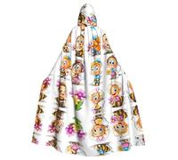 PHAYAH Bee Cartoon Pattern Halloween Witch Witchcraft Hooded Robe Cape Christmas Hoodie Cosplay Masquerade Party Dress Gift Costume