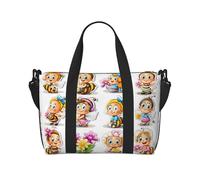 Phayah Bee Cartoon Travel Duffle Bag Weekender Overnight Gym Tote for Women Girls Shoulder Bag Workout Water Resistant