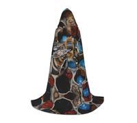 PHAYAH Bee In Hive Pattern Halloween Witch Witchcraft Hooded Robe Cape Christmas Hoodie Cosplay Masquerade Party Dress Gift Costume S