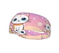 Phayah Big Eyed Kitten Pattern Women Men Athletic Sweatbands Hair Bands For Yoga Running Moisture Elastic Sweat Wicking Head Band