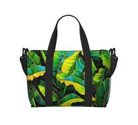 Phayah Big Green Banana Leaf Crossbody Travel Bag Overnighter Duffel Bags Carry On Size Ideal For School Or Overnight Travel Bag