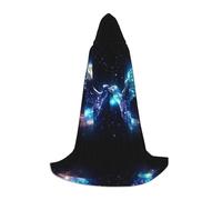 PHAYAH Bird Surrounded By Starlight Pattern Halloween Witch Witchcraft Hooded Robe Cape Christmas Hoodie Cosplay Masquerade Party Dress Gift Costume L