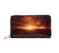 PHAYAH Birds In The Dark Sky Pattern Women'S Wallet Long Clutch Zip Around Travel Leather Purse Large Capacity Credit Card Holder