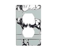 Phayah Black And White Buffalo Pattern Duplex Receptacle Outlet Wall Plate Standard Size Polycarbonate Thermoplastic Dual Plug Covers
