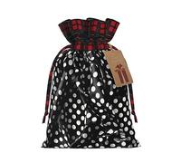 PHAYAH Black And White Corrugated Dots Pattern Drawstring Christmas Bags Xmas Gift Bags Xmas Candy Bags Treat Pouch Bags Party Favor Bags Medium
