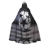 PHAYAH Black And White Football Pattern Hooded Poncho Unisex Christmas Hoodie For Cosplay Halloween Costume Party Masquerade