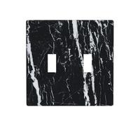 Phayah Black and White Marble Pattern Wall Plate Outlet Cover Double Toggle Light Switch Cover Size 4.5x4.5 in for Residential and Commercial Areas