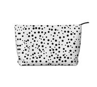 PHAYAH Black And White Puppy Patterned Cosmetic Bag Portable Large Capacity Cosmetic Bag Corduroy Zipper Toiletry Bag Travel Bag, Black And White Polka Dot, One Size
