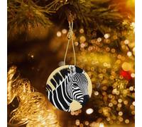Phayah Black And White Zebra Pattern Christmas Tree Decoration Round Ceramics Ornaments Suitable For New Year Home For Gatherings