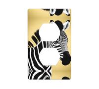 Phayah Black And White Zebra Pattern Duplex Receptacle Outlet Wall Plate Standard Size Polycarbonate Thermoplastic Dual Plug Covers