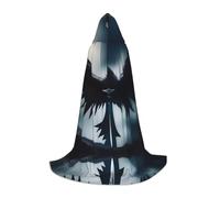 PHAYAH Black Feathered Flying Sword Pattern Halloween Witch Witchcraft Hooded Robe Cape Christmas Hoodie Cosplay Masquerade Party Dress Gift Costume M