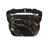 Phayah Black Gold Marble Men Women Hip Bum Bag With Adjustable Strap For Outdoors Workout Traveling Casual Running Hiking Cycling