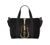 Phayah Black Guitar Travel Duffle Bag Weekender Overnight Gym Tote for Women Girls Shoulder Bag Workout Water Resistant