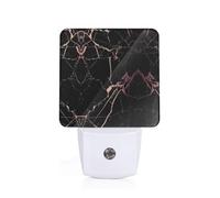 PHAYAH Black Rose Gold Marble Pattern Plug-in Night Light Led Light Dusk to Dawn Sensor for Corridors Bedrooms Children's Rooms Stairs