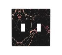 Phayah Black Rose Gold Marble Pattern Wall Plate Outlet Cover Double Toggle Light Switch Cover Size 4.5x4.5 in for Residential and Commercial Areas