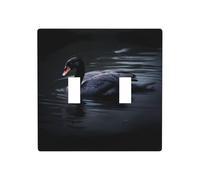 Phayah Black Swan Floating Pattern Light Switch Cover Decorative Double Toggle Wall Plate Outlet Cover for Bedroom Living Room 4.5 X 4.5 in
