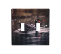 Phayah Black Swan Swims Pattern Light Switch Cover Decorative Double Toggle Wall Plate Outlet Cover for Bedroom Living Room 4.5 X 4.5 in