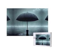 Phayah Black Umbrella in The Rain Jigsaw Puzzles for Adults 1000 Pieces.Home Decor Birthday Party for Men Women 29.5 X 19.7