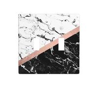 Phayah Black White Marble Pattern Wall Plate Outlet Cover Double Toggle Light Switch Cover Size 4.5x4.5 in for Residential and Commercial Areas