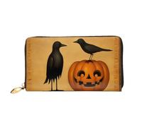 PHAYAH Blackbird And Pumpkin Pattern Women'S Wallet Long Clutch Zip Around Travel Leather Purse Large Capacity Credit Card Holder