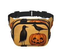 Phayah Blackbird And Pumpkin Waist Pack Bag,Fanny Pack For Men,Women, Workout Traveling Casual Running Hiking Cycling, Bum Bag