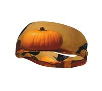Phayah Blackbird Pumpkin Pattern Women Men Athletic Sweatbands Hair Bands For Yoga Running Moisture Elastic Sweat Wicking Head Band